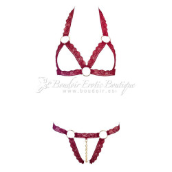 sexy red open bra thong