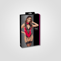 Red & Black Crotchless Lingerie Set