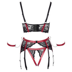 8Cottelli Collection red black bondage open bust set