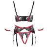 8Cottelli Collection red black bondage open bust set