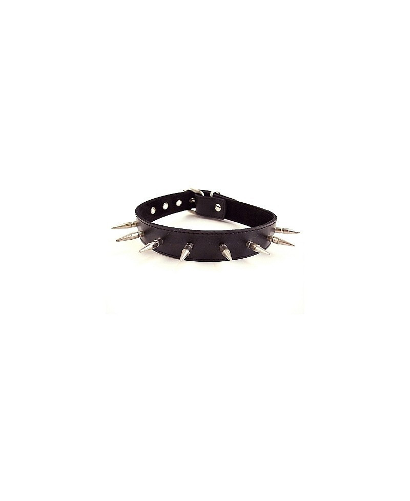 ROUGE LEATHER SPIKED COLLAR