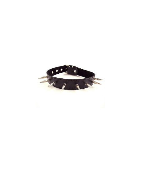 ROUGE LEATHER SPIKED COLLAR