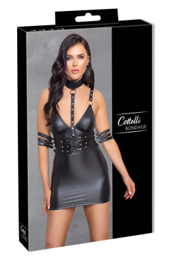 CC Black vinyl bondage dress s