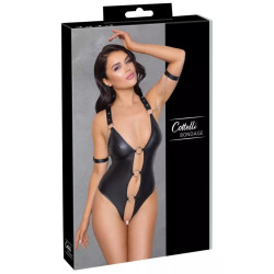 CC Black vinyl open bondage body S