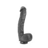 DINOO BLACK DILDO W/BALLS 30.5CM CURVED
