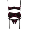 ABIERTA FINA RED/BLACK OPEN BRA SET